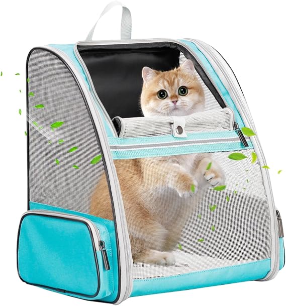 Breathable Cat Backpack Carrier, Upgraded Side-Access Full Ventilated Pet Carrier Backpack for Small Dog, Airline Approved Pet Travel and Hiking Backpack for Kitten