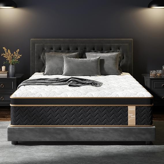 10 Inch Hybrid Mattress with Gel Memory Foam, Fiberglass-Free Mattress for Queen Size, Pocket Spring Support & Motion Isolation, Plush Medium Firm Comfort for Bedroom (Queen)