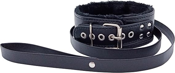 Gothic Leather Choker Collar with Long Traction Leather Rope and Collar Necklace Neck Size Adjustable Suitable for Pet Black 25x2 in