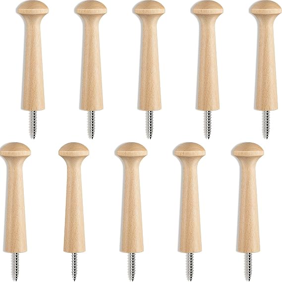 Jetec 10 Pcs Screw in Wooden Shaker Pegs 3.62" Unfinished Wood,Wood Color