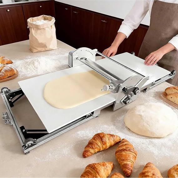 Commercial Electric Dough Sheeter,Electric Dough Sheeter, With Automatic Forward/Reverse Movement, Adjustable Thickness, Suitable For Croissants, Pies, And Puff Pastries, Compact And Foldable Design