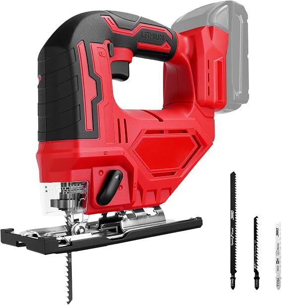 Cordless Jig Saw for Milwaukee 18V Battery, 0-45 Bevel Cuts, Brushless Jigsaw Tool, 3-Position Orbital for Wood/Metal/PVC Cutting