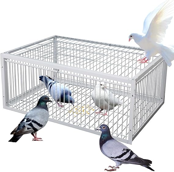 Pigeon Trap With One-Way Entrance Easy To Assemble Bird Trap Cage With Escape-Proof Design Portable 4 Imported Automatic Pigeon Collection Suitable For Farms, Woods, Balconies And Roofs(35.43x1