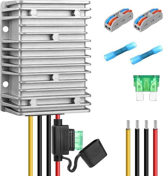 36V 48V to 12V Converter 30A 360W Waterproof DC-DC Step Down Voltage Regulator Reducer with Fuse, Buck Power Supply Transformer for Golf Cart, Forklift, Car