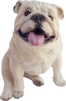 Sandicast Sculpture, Small, Sitting White Bulldog