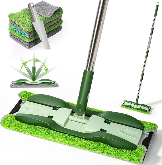 Microfiber Mop - Flat Floor Mops Wet Dry Dust Mop with 4 Washable Pads