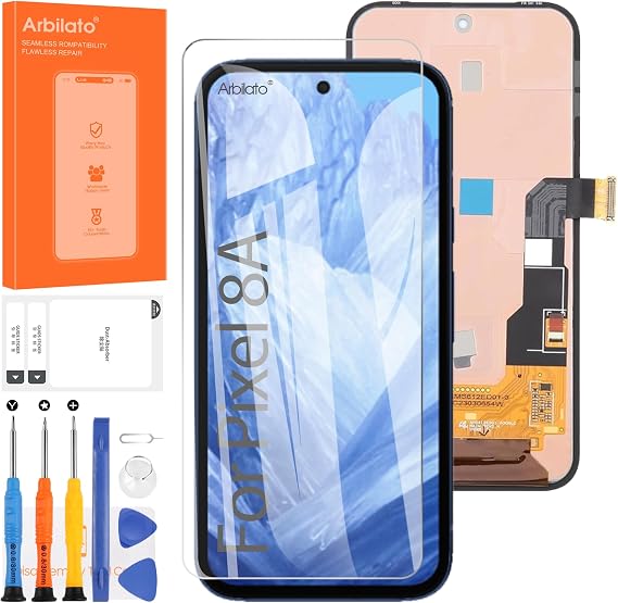 Screen for Google Pixel 8A Screen Replacement for Pixel 8A LCD Screen GKV4X,G6GPR,G8HHN,G576D Touch Display Digitizer Assembly Repair Parts(Black No Frame)