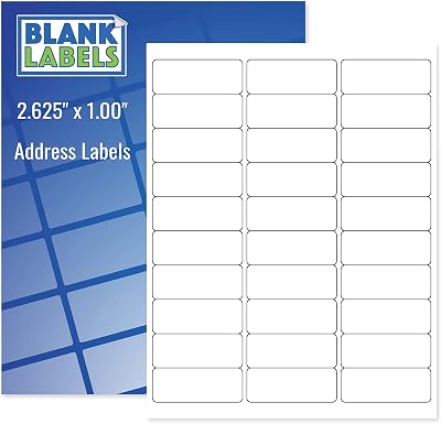 Blank Labels Removable Adhesive Address & Mailing Label Sheets, Inkjet and Laser Printer  Easy to Peel Made in USA 2-58 x 1 2.625 x 1 30 Labels Per Sheet 100 Sheets 3,000 Labels