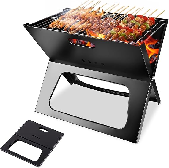 Portable Barbecue Grill, BBQ Charcoal Grill, Foldable Charcoal Grill BBQ Tool for Camping Picnics Garden Beach Party Outdoor Travel (170Sq.in)