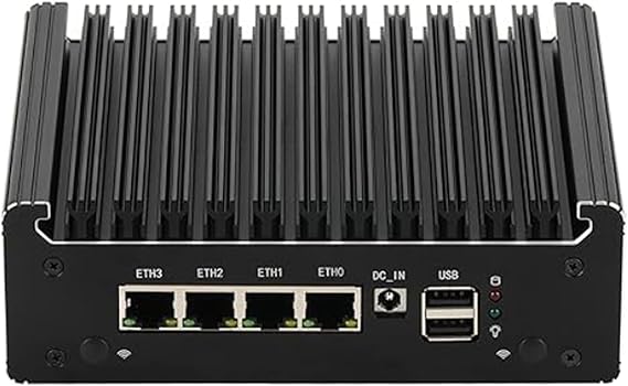 Updated 4 LAN i226 2.5G Firewall Micro Appliance, Fanless Firewall Mini PC Alder Lake-N N100, HDMI, DP, Type-C, 4xUSB, COM RJ45, AES-NI VPN Router Support pfsense Openwrt, WiFi Slot, Barebone