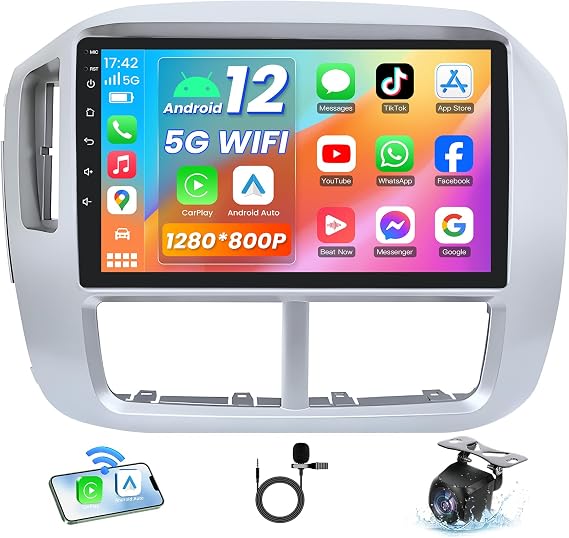 Radio for Honda Pilot 2006 2007 2008: 4 Core 64G ROM Car Stereo Head Unit 1280x800 IPS Touchscreen Support Wireless CarPlay Android Auto GPS WiFi Bluetooth 1080 HD Backup Camera Mirror Link SWC