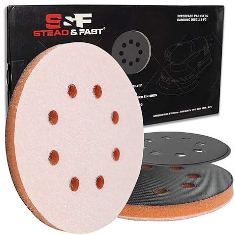 S&F STEAD & FAST Orbital Sander Foam Pad 5 Inch, 2Pcs