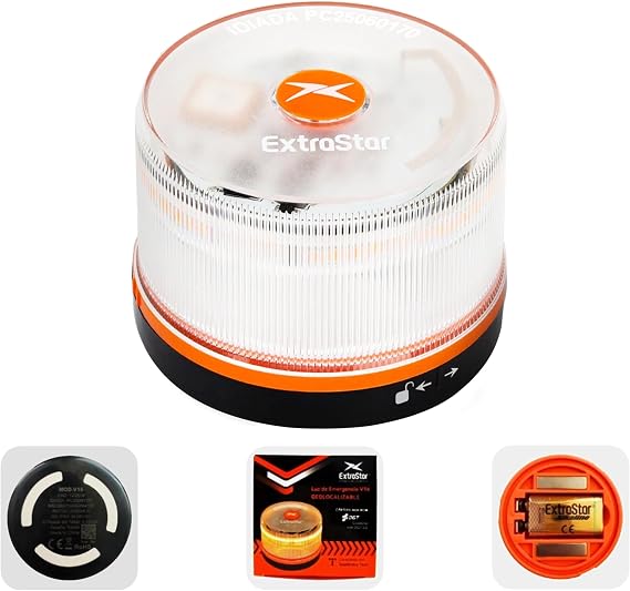HIBRON EXTRASTAR V16 DGT Approved Emergency Beacon with Geolocation, DGT 3.0 Connected Car Beacon, Data Included until 12/2038