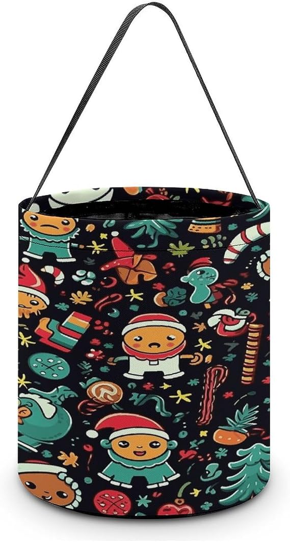 Doll Illustration Pattern Halloween Trick Or Treat Bags Candy Bucket