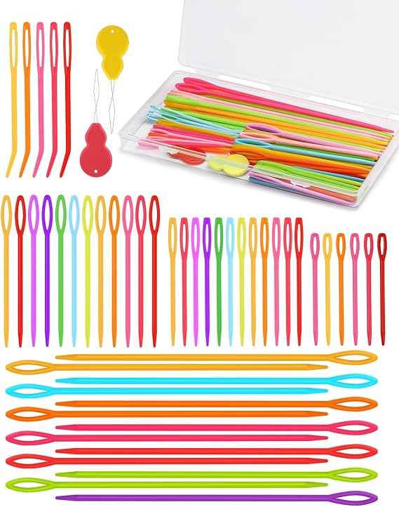 UOOU 67 Pcs Yarn Needles, 5 Sizes Plastic Needles Big Eye Darning Needle