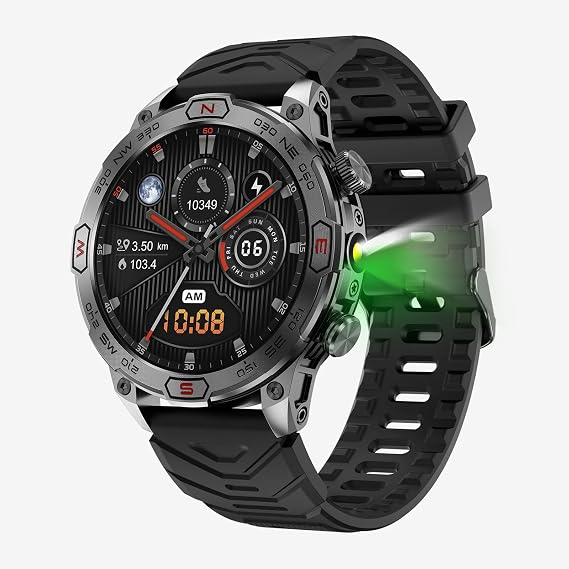 Military Smart Watch with LED Flashlight, Bluetooth Make/Answer Call, 1.43" HD Outdoor Tactical Rugged Smartwatch, Sports Fitness Tracker Watch with Health Monitor, Sleep Monitor