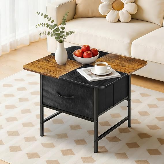 Small Coffee Table for Living Room,Storage Coffee Table with 2 Drawer,Black