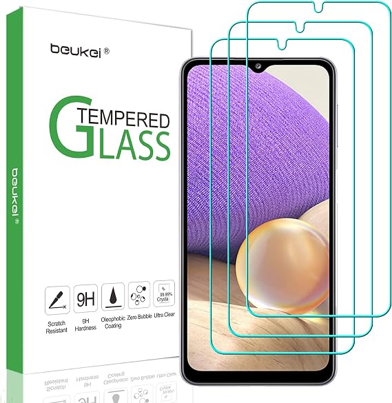 (3 Pack) Compatible for Samsung Galaxy A32 5G Screen Protector Tempered Glass, Touch Sensitive,Case Friendly, 9H Hardness