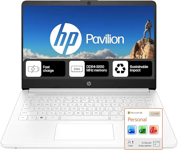HP Ultrabook Laptop with Microsoft 365, 4GB RAM, Intel Processor, No Mouse | 1TB Cloud Storage, Copilot AI, Long Battery Life, Lightweight, Windows 11, Student and Home Essential