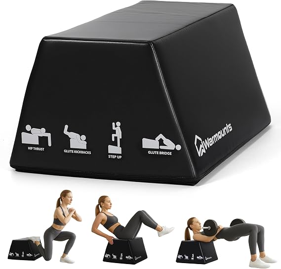 Hip Thrust Bench, Multi-Functional Hip Thrust Machine for Strength Training, Glute Bridge Box with Handle, Non-Slip Pad and Smooth Rim Design, for Home and Gym, 700LB Load Capacity
