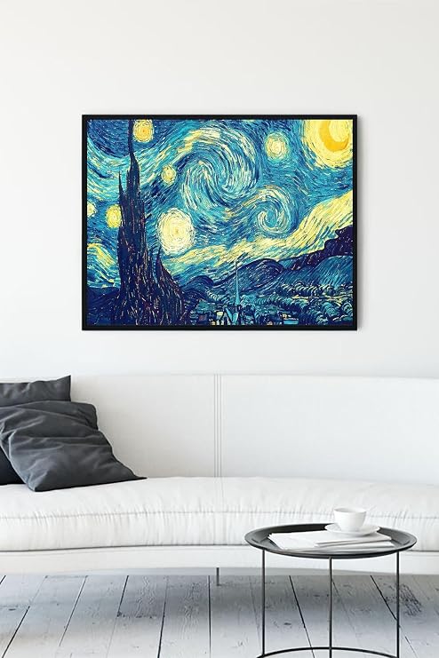 Postermanya (pster13986) Vincent Van Gogh - Yıldızlı Gece Sanatsal Çerçeveli Tablo (21x30cm)