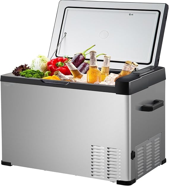 Portable Car Refrigerator 12V/24V DC and 110-220V AC for Camping, Road Trip, Boat - 42 Quart Cooler with APP Control, Skincare, Outdoor, and Home Use