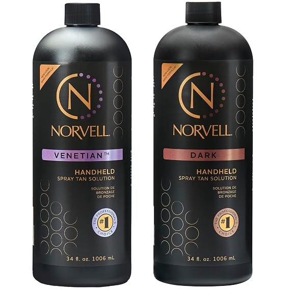 Norvell Premium Venetian and Dark Sunless Tanning Solution Bundle Pack - 34 fl oz