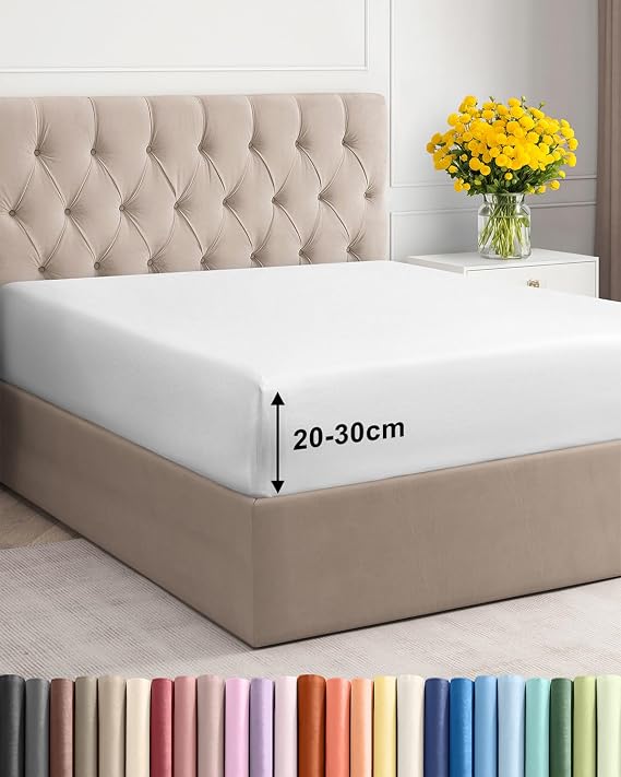Fitted Sheet Small Double 120x190 - Microfibre Deep 30cm (12") - White