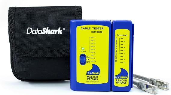DataShark PA70025 Network Cable Tester | Cable Mapper, Check Continuity | LAN (RJ45) & Telephone (RJ11 RJ12 RJ14) | Test Patch Cords or Installed Cable Runs