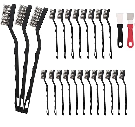 20 Pcs Mini Wire Brush Stainless Steel Brush Set, Masonry Brush Wire Brush