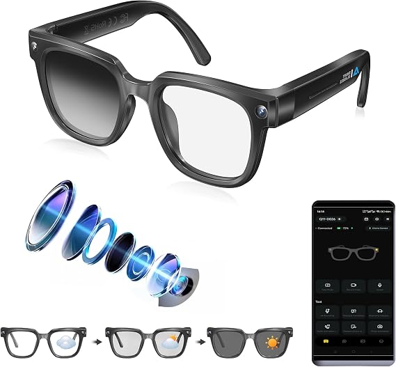AI Smart Glasses with Camera,4K Photo & Video Capture,Real-Time Translation