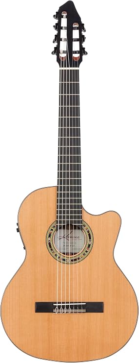 Kremona Fiesta F65CW-7S Acoustic/Electric 7-String Nylon String Guitar Handmade in Europe Deluxe Hardshell Case Included