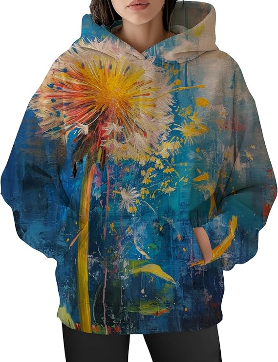 BIVENANT Women's Oversized Butterfly Floral Print Sweatshirts Graphic Hoodies with Pockets Long Sleeve Plus Fall Outfits