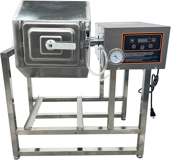 Electric Meat Tumbler Marinator, 45L Capacity Commercial Vacuum Pump Vegetable Tumbler Marinator Stainless Steel Meat Curing Tumbling Machine for for Jerky, Sausage, Bacon