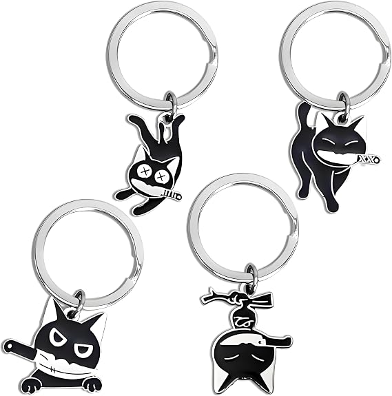 4 PCS Car Keychain, Funny Cat Keychain Interior Accessories for Daily Use