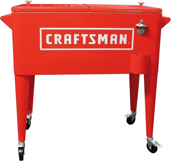 LEIGH COUNTRY Craftsman 80-Qt Red Cooler, with Wheels for Outdoor/Patio/Porch