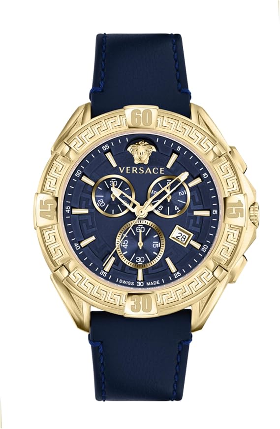 Versace Men's chronograph watch chronograph sporty blue gold 46 mm VE5CA0223
