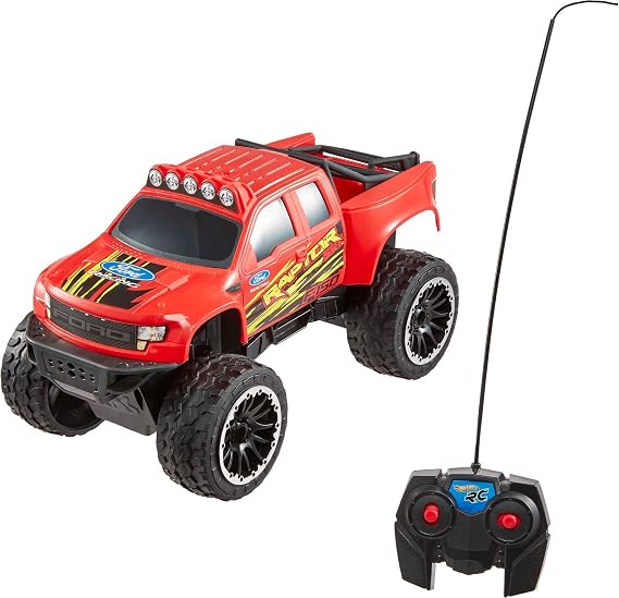 Hot Wheels RC Red Ford F-150、フル機能リモートコントロールトイトラック、大型ホイール&高性能エンジン、2.4Ghz、65フィートの範囲。