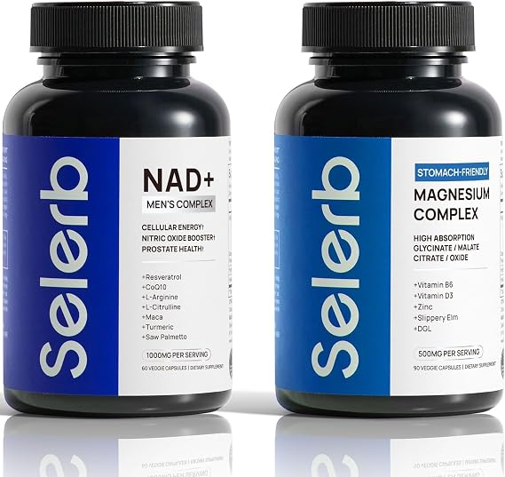 Selerb NAD+ Supplements & Magnesium Complex Bundle for Men, 90 + 60 Capsules