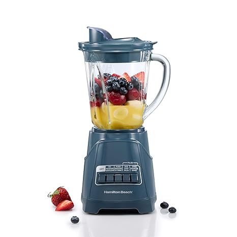 Hamilton Beach Power Elite Wave Action Blender For Smoothies, 40 Oz Glass Jar, 12 Functions Including Puree, Crush Ice, 700 Watts - Kitchen Makeover Blue 58155