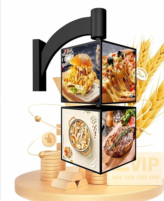 360 Rotation Projecting Light Box Sign, Outdoor Wall-Mounted Advertising Signs, Custom LED Light Box for Shops, Business, Cafe, Salon Billboard Display Stand(2nd Floor)