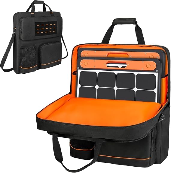 Solar Panel Storage Bag Jackery SolarSaga 100X/200W, Compatible with ANKER SOLIX PS100 PS200 Waterproof, Shockproof, High Density Solar Panel Bag with Detachable Shoulder Strap 26.5*22.5*4.5in