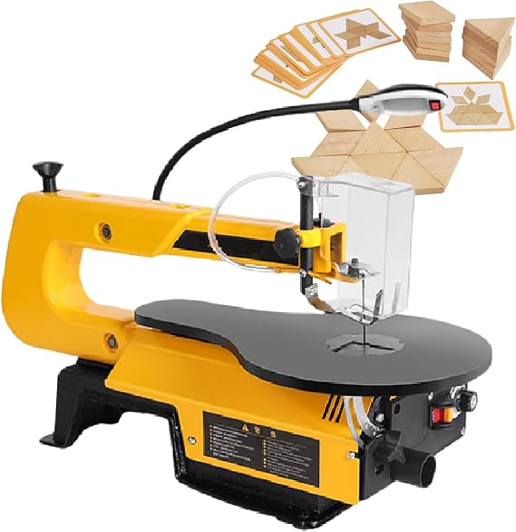 Scroll Saw with Variable Speed, 16-Inch Large Tilting Worktable, 180W Motor, 550-1650 SPM, Dust Port, Ideal for Precision Pattern Cutting