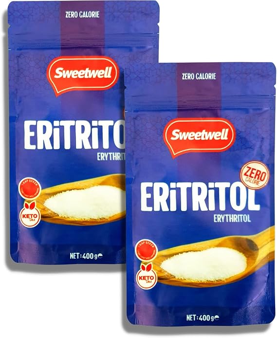 Sweetwell Erythritol Natural Powder Sweetener 400 Gr x 2 Pieces Zero Calories Keto Diet Erythritol
