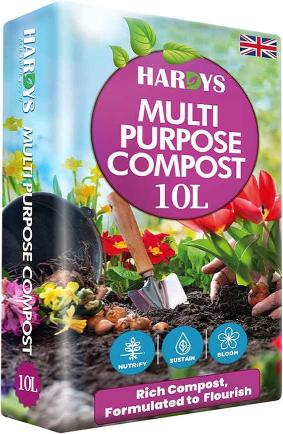 Hardys 10L Multi Purpose Compost - Potting & Seed Compost for Outdoor Plants | All Purpose Indoor Plants Potting | Nutrient Rich Fertiliser for Garden, Pots, Planter Beds