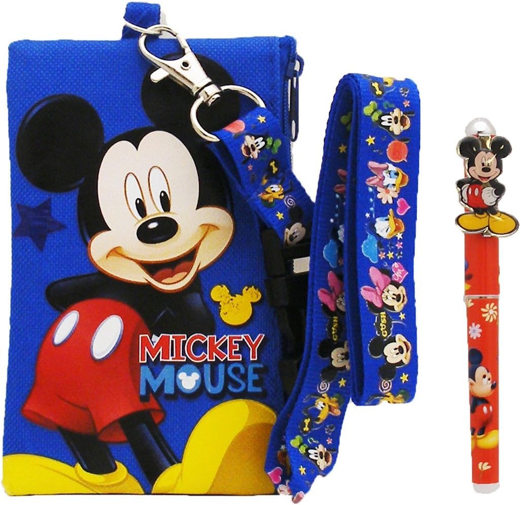 Disney Mickey Mouse Lanyard with Detachable Wallet and 1 Pen