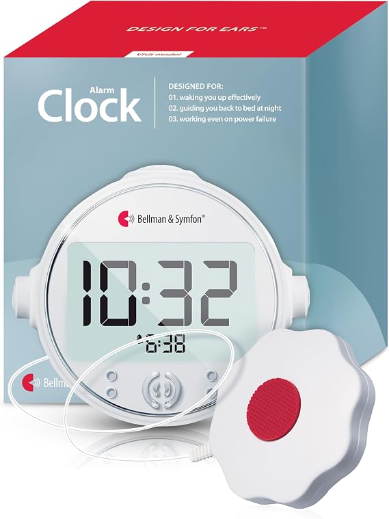 Vibrating Alarm Clock Bed Shaker with LED Flash Alert for Hard of Hearing | Features Backup Battery, Multiple Alarm Settings, and Adjustable Vibration for Dependable Wake-Up Notifications Every day.