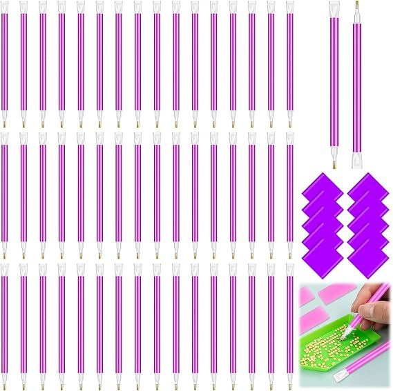 SYWHXY 60PCS Purple Diamond Art Painting Tools Kit with 50 Pen 10 Glue Clay