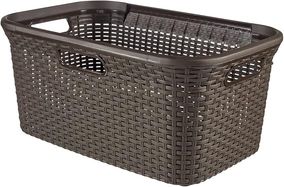 Curver Style 45 Litre Plastic Laundry Basket, Dark Brown