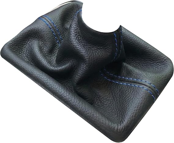 RedlineGoods Shift Boot - Non-Abarth Compatible with Fiat 500 Abarth 2008-21. Tailor Made - not Universal. Genuine top-Grade Italian Black Leather with Blue Thread